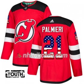 New Jersey Devils Trikot Kyle Palmieri 21 Adidas 2017-2018 Rot USA Flag Fashion Authentic - Kinder